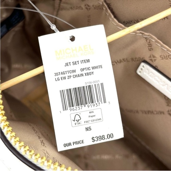 Michael Kors Large EW Zip Chain Xbody Crossbody Bag Optic White Multi - Picture 11 of 11